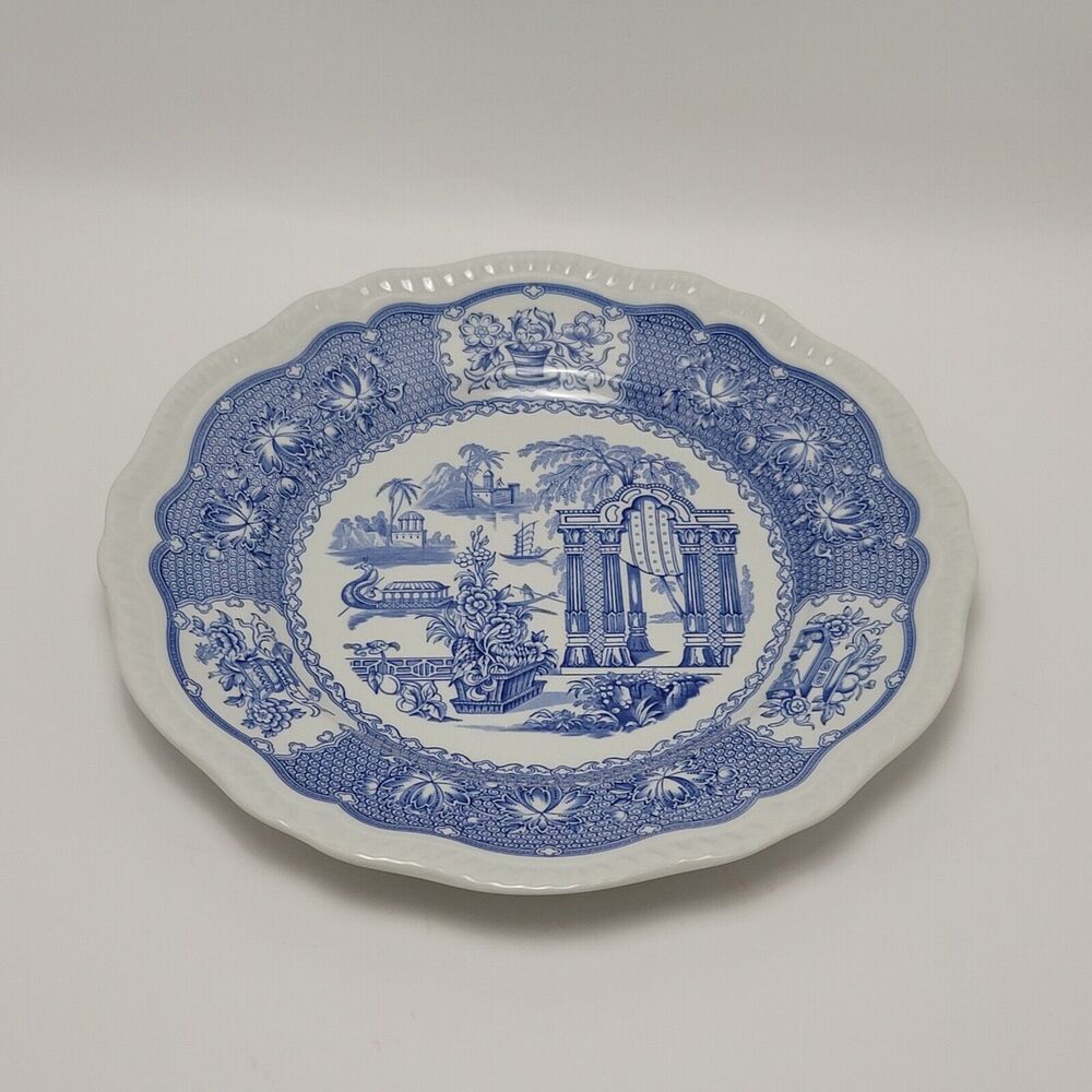 Spode Blue Room Collection Regency Series England Pagoda Dinner Plate 11 Inches - Picture 7 of 13